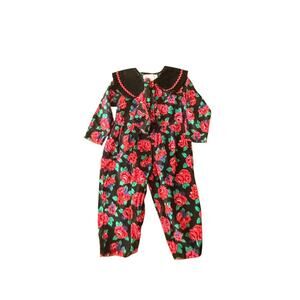 Vintage Rachel’s Kids One Piece 100%‎ Cotton Floral Romper size 2t with headband